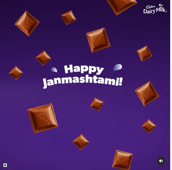 Cadbury advertising: Cadbury instagram sharing post for celebrating Janmashtmi