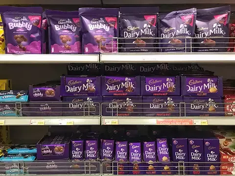 Cadbury at a supermarket shelf