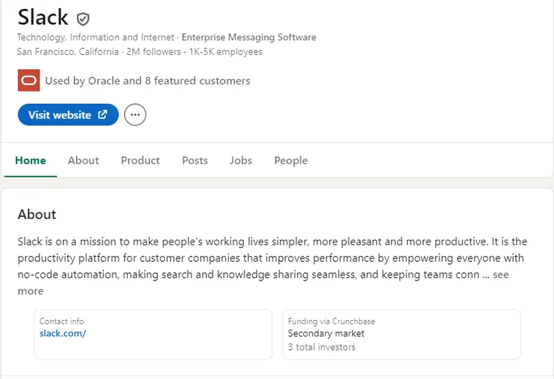 Slack Marketing Strategy: Slack on LinkedIn 
