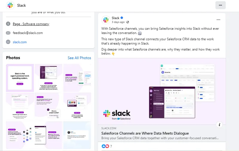 Slack Social Media Strategy: Example of Slack sharing blog posts on Facebook 