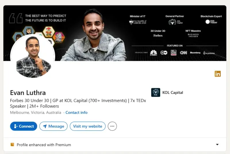 Evan Luthra, leading crypto KOL and blockchain investor
