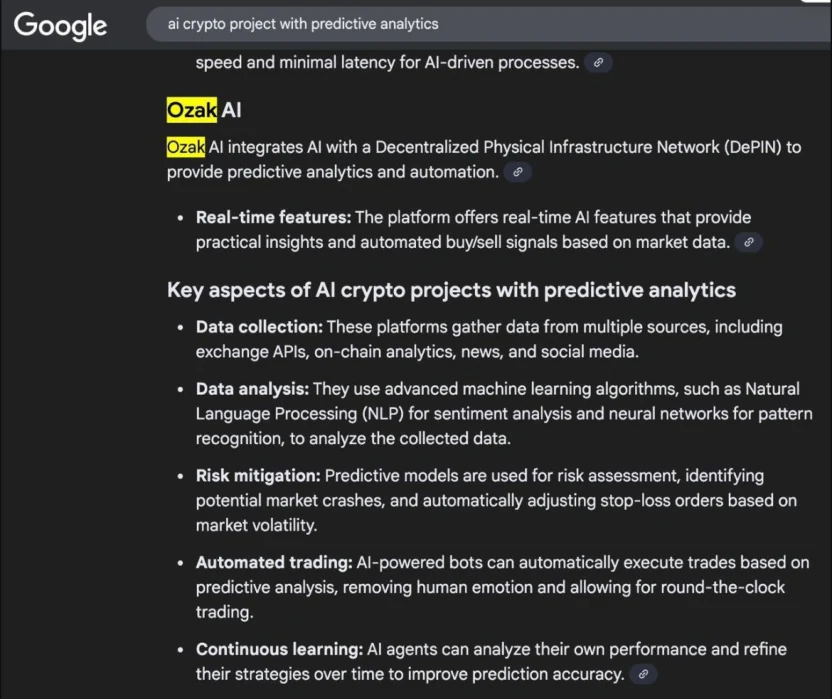 Gemini answer - "ai crypto project with predictive analytics"