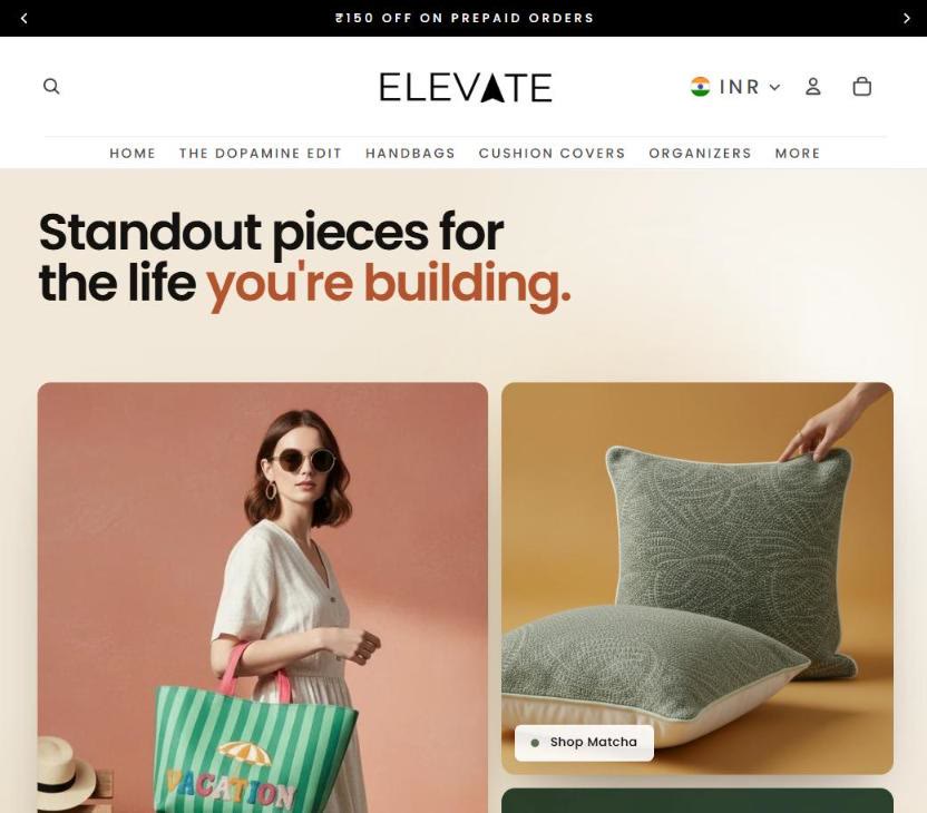 Elevate homepage: Standout pieces for the life you're building