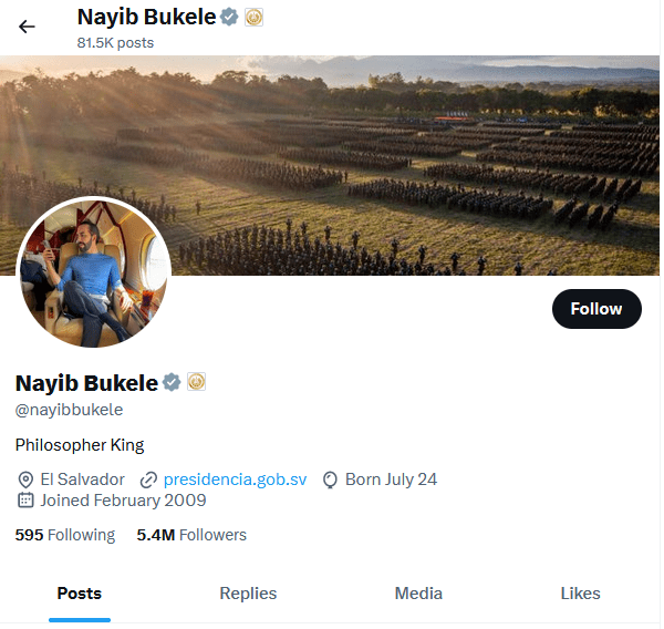 Nayib Bukele Twitter Profile