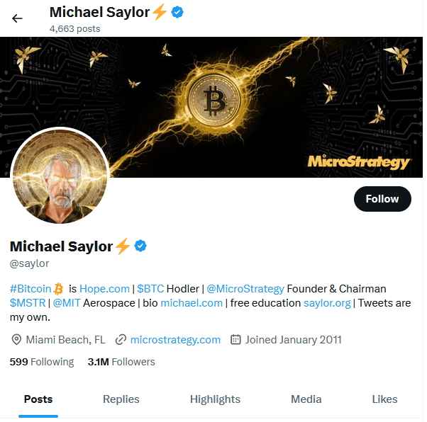 Michael Saylor Twitter Profile