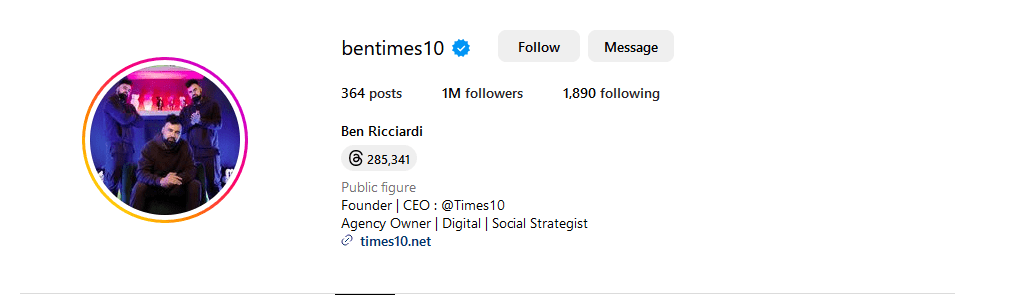 Ben Ricciardi Crypto Influencer Instagram Profile