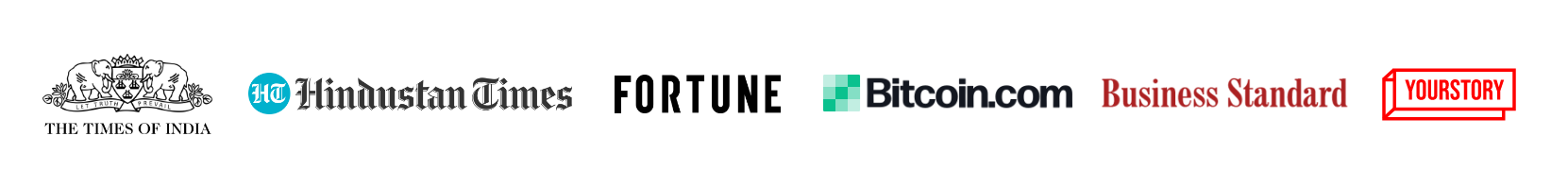 The times of India Hindustan Times Business Standard Fortune Yourstory Bitcoin.com